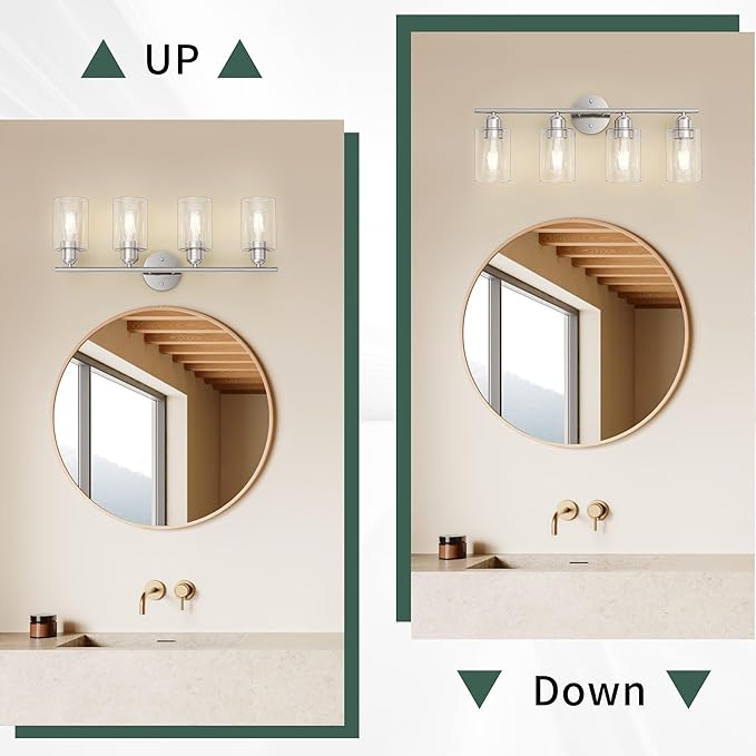 Espird Bathroom Vanity Light Fixtures Brushed Nickel, 4 Lights Rustic Farmhouse - Image 5