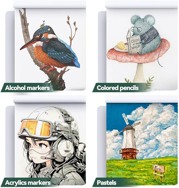 TRANSON Artist Mix Media Sketchbook Marker Pad, 8.3”x11.7” 40 Sheets A4 Art Papers, 80lb/120gsm for Painting, Drawing and Sketching