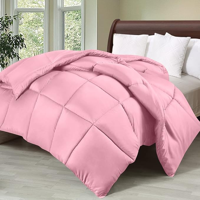 Utopia Bedding Twin Comforter Duvet Insert, Quilted Pink Comforter - Image 2