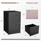 Kubohogar 2 Drawer File Cabinet with Lock,Black Metal Filing Cabinets,Vertical Locking File Cabinet Fit Hanging Files, Letter,File Box and A4 Documents (Black)