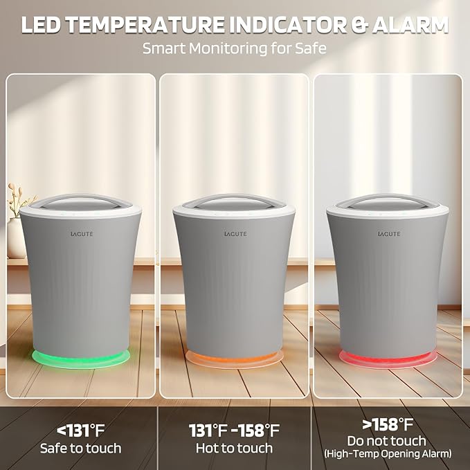 Lagute 20L Towel Warmer for Bathroom, 3-Level Timer, Warning Alarm & RGB Light - Image 3