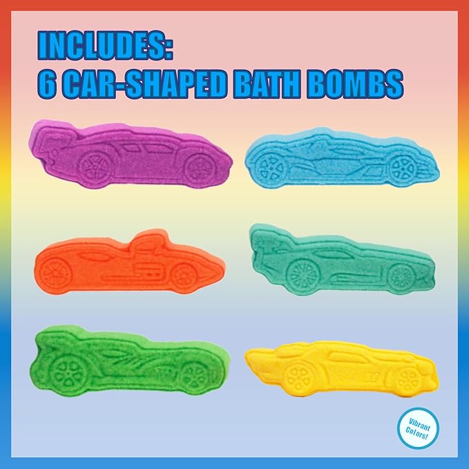 Hot Wheels 6 Piece Bath Bombs for Kids, Bubble Gum Scented, Bath Toys for Kids - Image 2