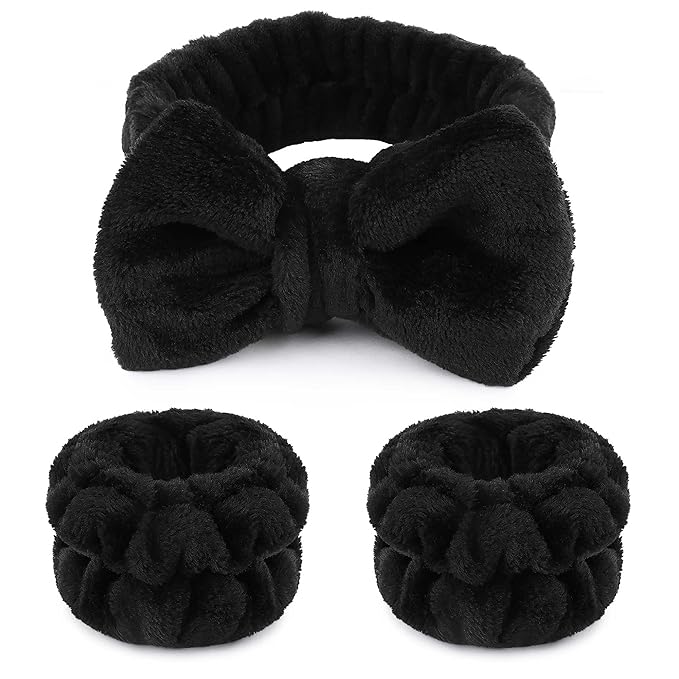 WSYUB Makeup Headbands, and 2Pcs Wrist Spa Wash Band Absorbent Wristbands by WSYUB