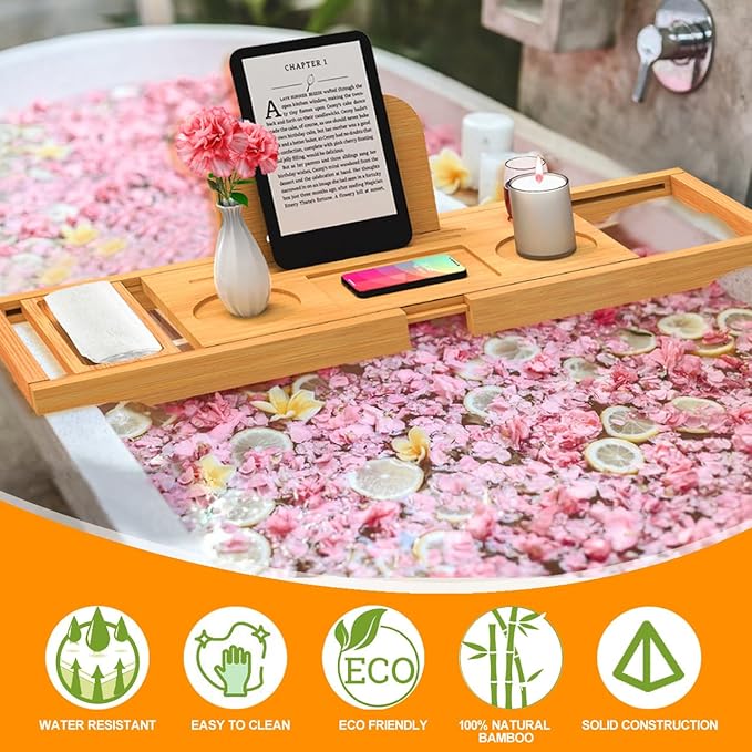 Premium Bamboo Bathtub Tray Caddy - Image 5