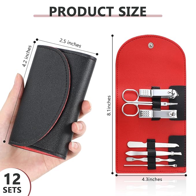 12 Set Manicure Set Bulk Mini Manicure Nail Clipper Kit 7 in 1 Stainless Steel - Image 2