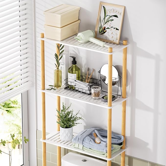AmazerBath Over The Toilet Storage Bamboo, Bathroom Storage Organizer Shelf - Image 3