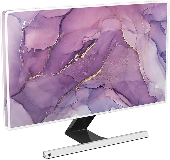 Baocicco Fashion Violet Marble Waterproof 22, 23, 24, 25 Inch Anti-Static Dustproof Creative Design Computer Screen Cover Panel Case Computer Monitor Covers Sleeve Compatible with PC Desktop and TV