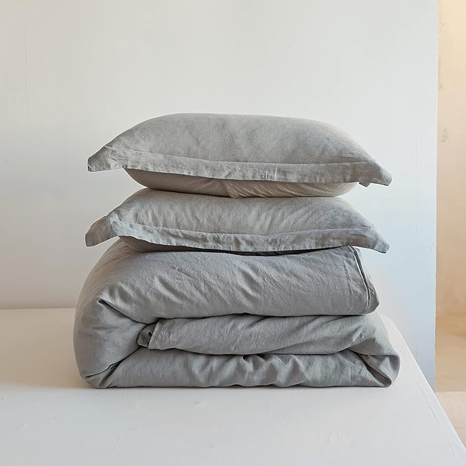 Simple&Opulence 100% Linen Duvet Cover Set 3pcs Basic Style Natural French - Image 9