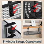 Cable Management, 15'' Under Desk Cable Management Tray No Drill, Metal Cable Organizer with Clamp for Wire Management, Cord Organizer for Home Office, Desk Accessories Organizer, Black