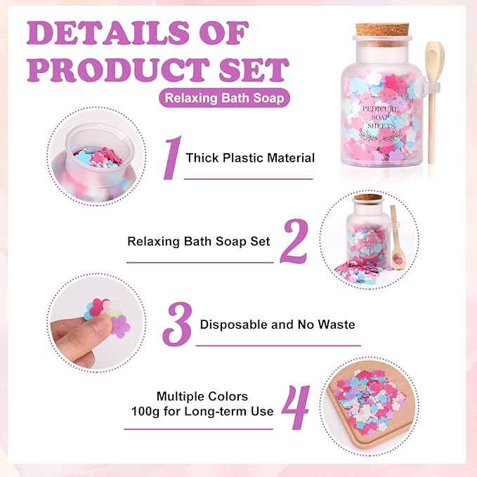 DOSTATNI Pedicure Soap Flowers Pedicure Foot Spa Tablets 10 Oz Plastic Bath - Image 3