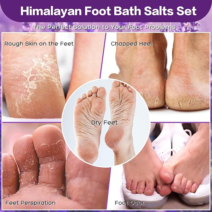 Foot Soak Salts 4 Pack Kit 56 OZ Himalayan Pink Salt Lavender Orange Rose Scent - Image 5