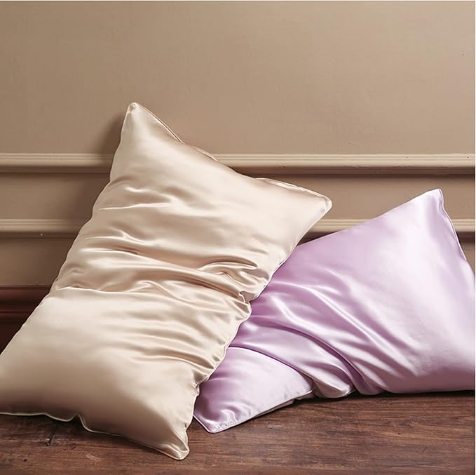 Beige Silk Pillow Cases with Zipper Made in USA, Real Silk Pillowcase - Image 4