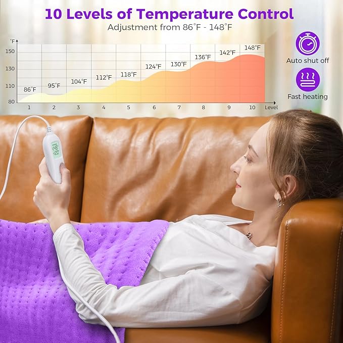 NOWWISH Heating Pad for Back Pain Relief & Period Cramps, 12x24 Inches Electric - Image 4