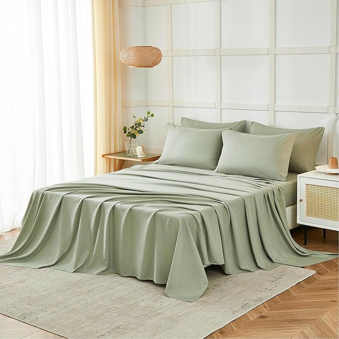 ILAVANDE Sage King Size Sheets Set 6 Piece, Super Soft 1800 Series Microfiber - Image 6