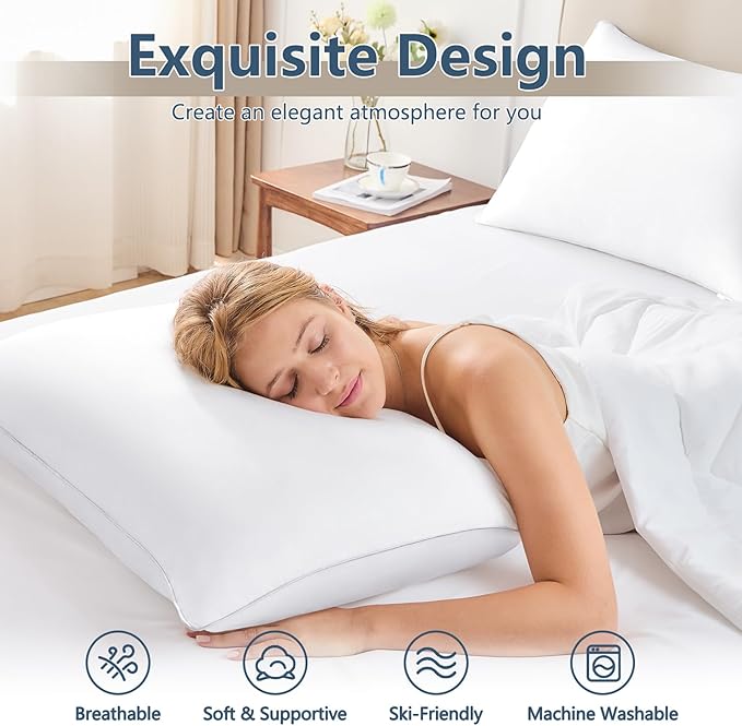 CozyLux Pillows Standard Size Set of 4, Hotel Quality Bed Pillows - Image 2