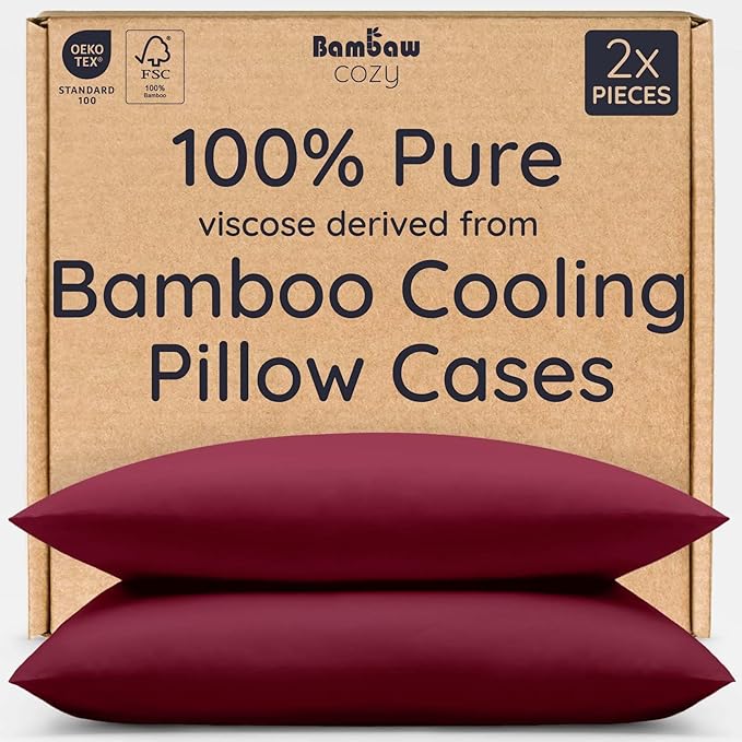 Bambaw 100% Viscose Derived from Bamboo Pillowcases Standard Size – Set of 2 by Bambaw