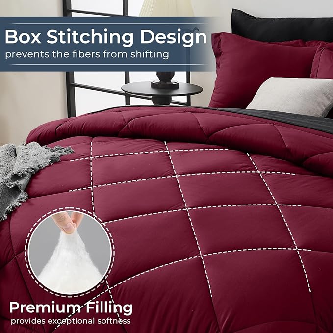 HEVUMYI Red & Black Full Comforter Set - Image 4