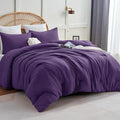 CozyLux Full Size Comforter Set Purple, 3 Pieces Solid Breathable Quilted by CozyLux