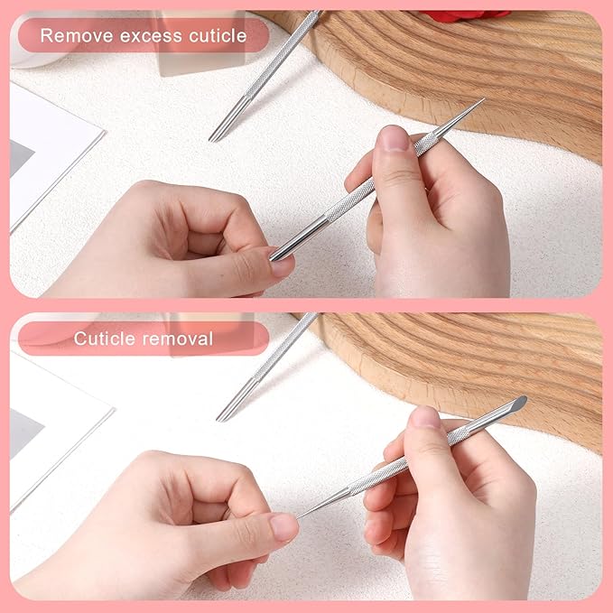 2 PCS Nail Cuticle Pusher Pen, Metal Double Ended Tools - Image 3