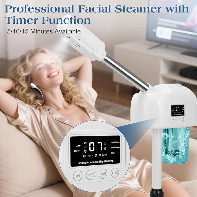Professional Facial Steamer, Nano Ionic Hot Mist Spray, Stand Facial Steamer - Image 3
