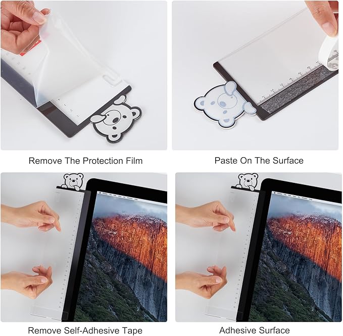 2pcs Office Desk Accessories Monitor Memo Board Computer Message Board Office Supplies for Women Men Computer Sticky Note Holder Home Desktop Message Office Decor (Bear Monitor Memo Pad with Pen)