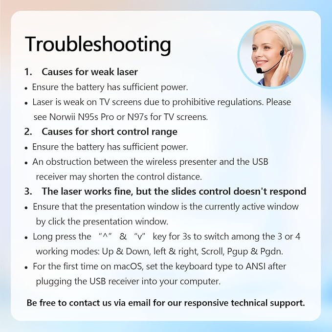 Norwii Rechargeable Bluetooth Presentation Clicker, Wireless Presenter, PowerPoint Presentation Remote with Pointer, Slide Clicker with 328ft Range for Teacher and Presenter, macOS Applicable