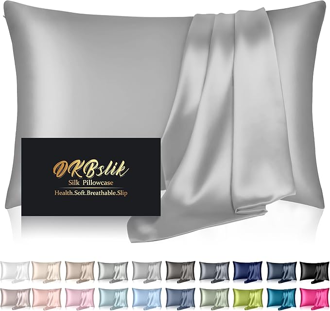 Silk Pillowcase for Hair and Skin, Mulberry Silk Pillow Cases Standard Size by HOME