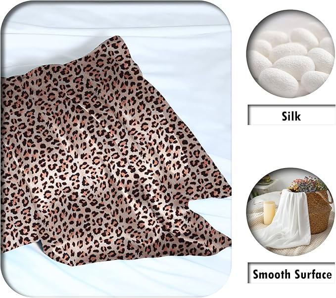 Mulberry Silk Pillowcase for Hair and Skin Standard Size Leopard Print Silk - Image 2