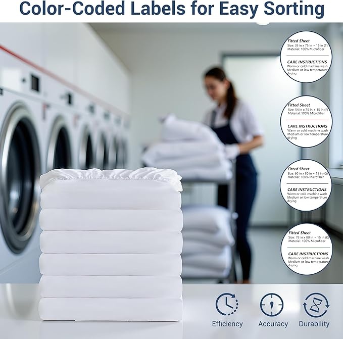 White Bulk King Fitted Sheet Only Deep Pocket 24 Pack, Quick Sort Bottom Bed - Image 6