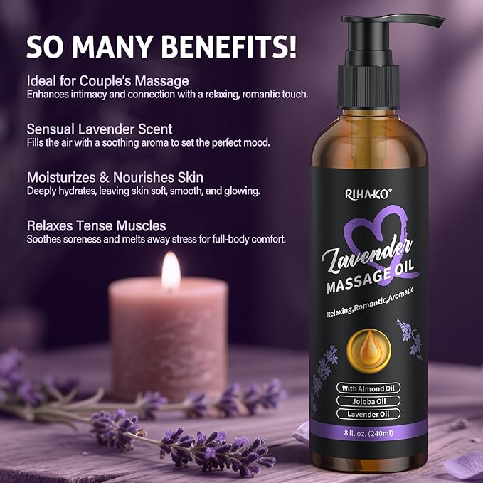 Lavender Sensual Massage Oil for Couples–Relaxing Body Massage Oil for Date - Image 2