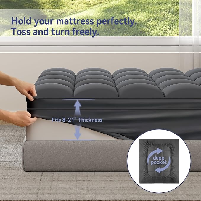 ELEMUSE Cal King Grey Mattress Topper - Image 4