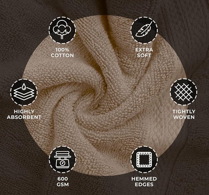 Avalon Towels Beige Bath Towels Set of 4 pcs, 100% Cotton Towel Absorbent and - Image 6
