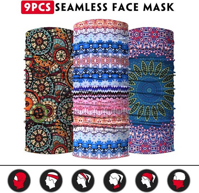Venswell Neck Gaiter Face Mask Men Women, Seamless Bandana Rave Face Cover - Image 3