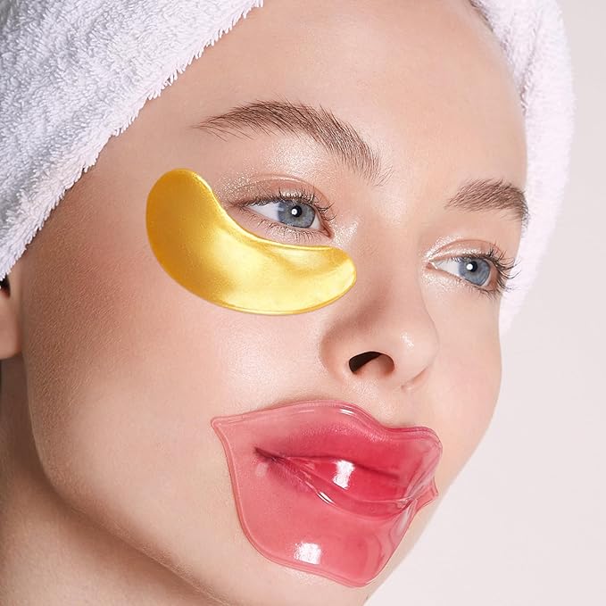 Permotary 30 Pairs 24K Gold Eye Masks & Lip Mask, Under Eye Patches and Lip Pads - Image 7