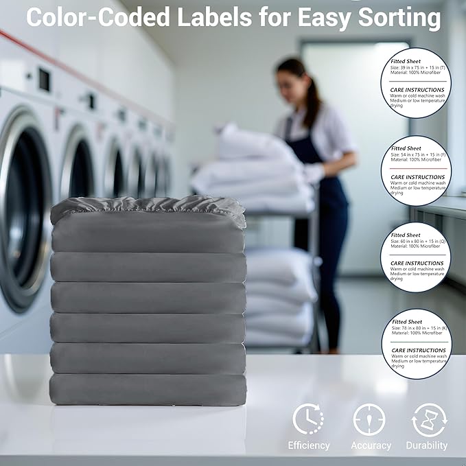 Bulk Full Fitted Sheet Only Deep Pocket 6 Pack, Quick Sort Bottom Bed Sheets - Image 6