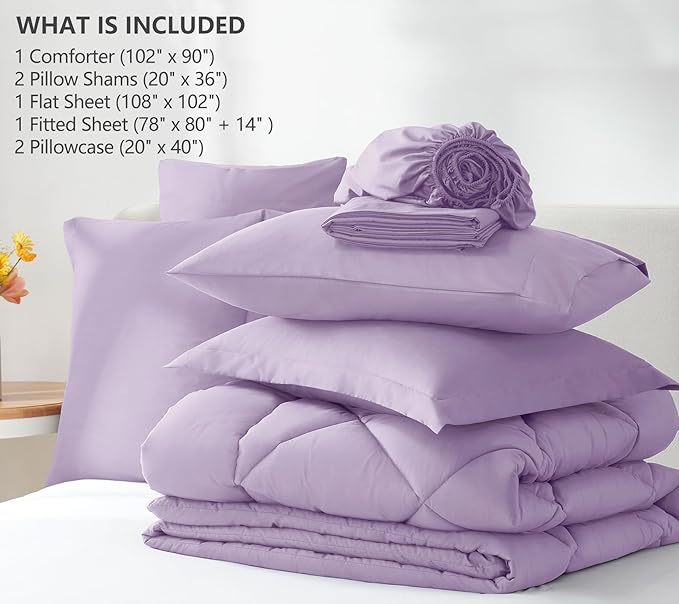 CozyLux King Size Comforter Set Light Purple - Image 6