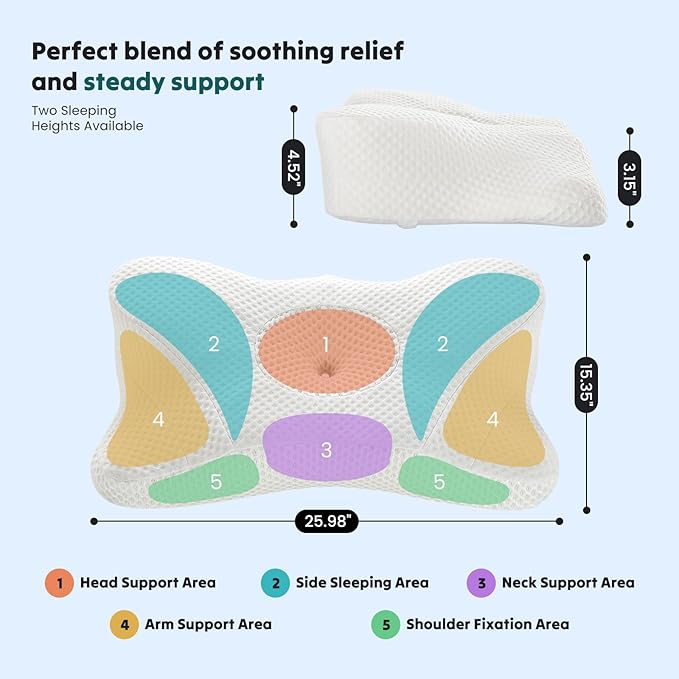 DUMOS Cervical Neck Pillow, Cooling Ergonomic Memory Foam Pillows - Image 8