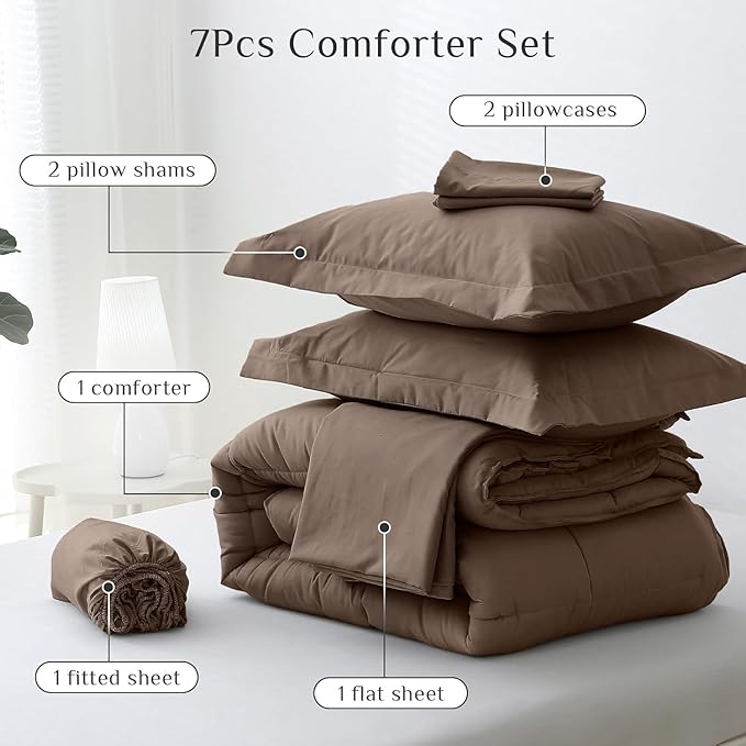 JOLLYVOGUE Full Comforter Set, Ultra-Soft Bed in a Bag Full Size 7 Pieces - Image 5