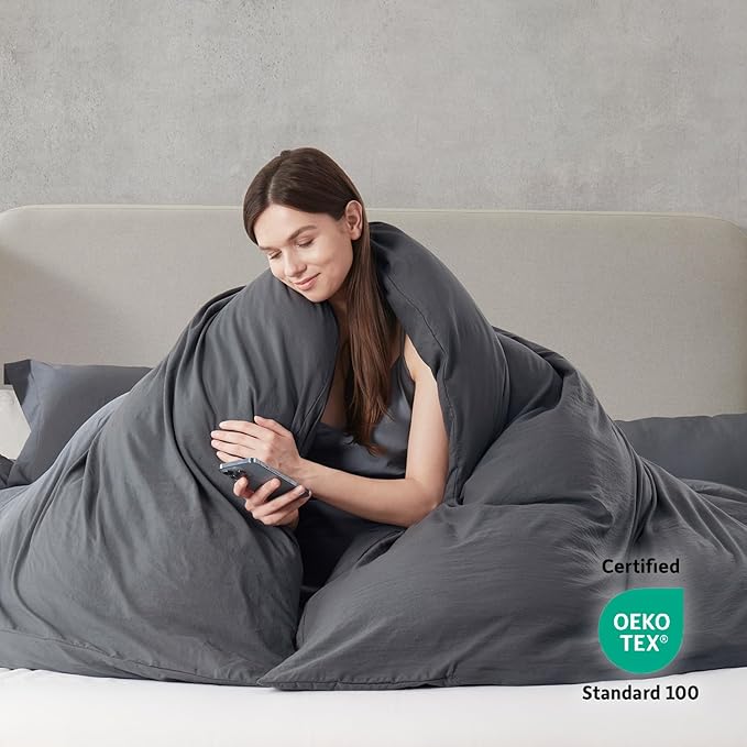 Nestl Dark Grey California King Duvet Cover Sets - Image 3