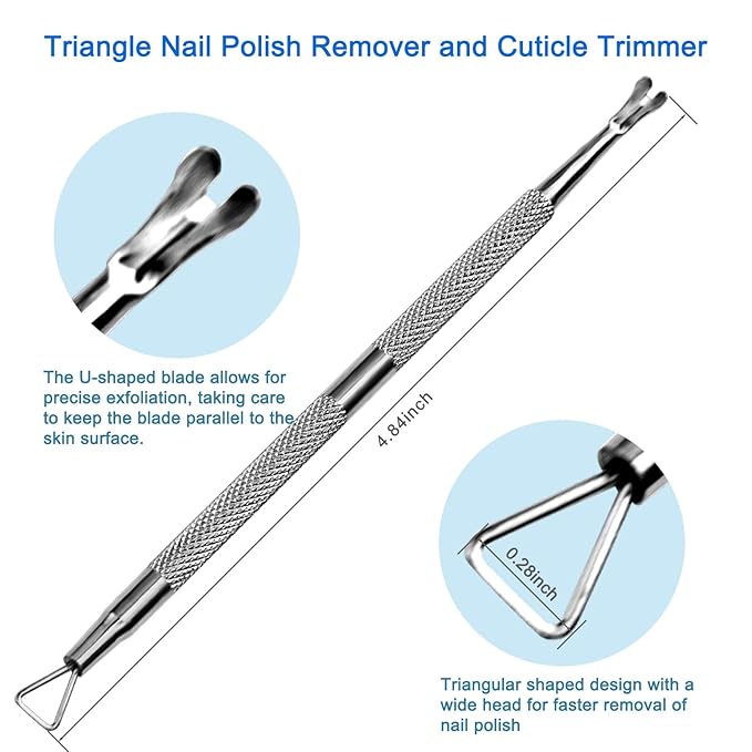 Premium Stainless Steel Manicure Tools 2-Piece Set, Upgraded Cuticle Pusher & - Image 5