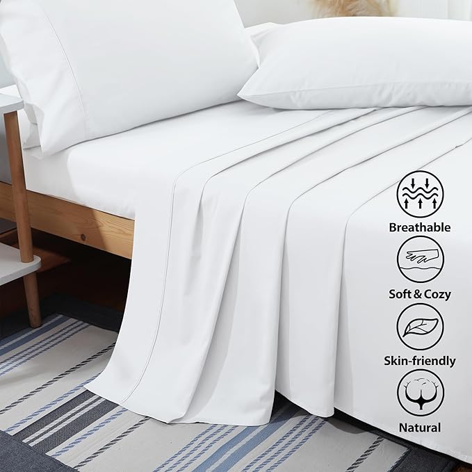 Flat Sheet Only 2 Pack, TwinXL Size 400 Thread Count 100% Egyptian Cotton Flat - Image 3