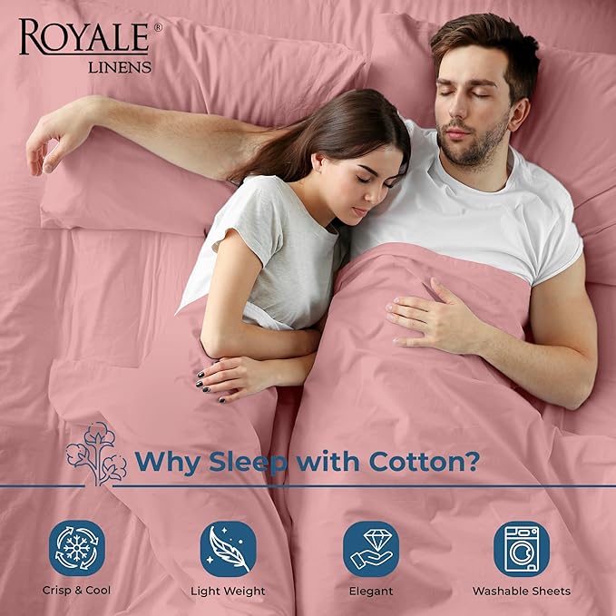 Royale Linens 100% Organic Cotton Queen Flat Sheet Only - Image 3