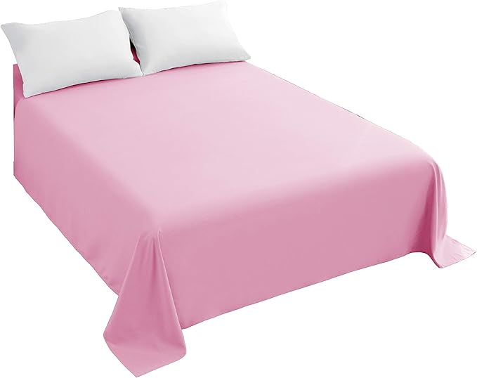 Sfoothome Bedding Flat Sheet, Twin Pink Top Sheet by Sfoothome