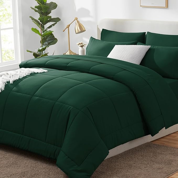 CozyLux Oversized King Comforter Sets Emerald Green, 7 Pieces Bed in a Bag by CozyLux
