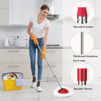 Spin Mop Replacement Handle, 4-Section 30-to-58 inch Mop Replacement Stick Compatible with Ocedar Mop Handle for Easy Wring Mop Refills, Germany Screw Joint (Red 2 Pack)