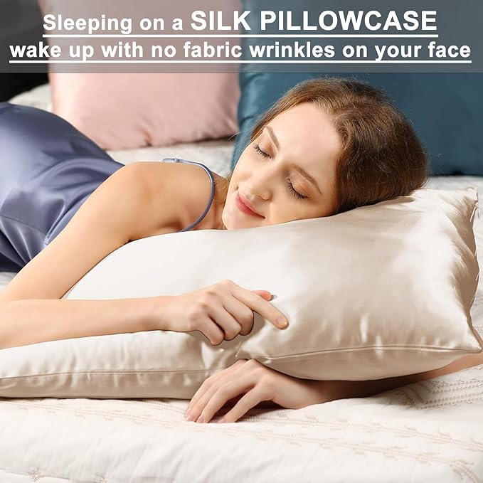 Ravmix Silk Pillow Cases with Zipper, 21 Momme Mulberry Silk Pillowcase - Image 2