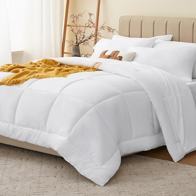 CozyLux Full Size Comforter Sets White, 7 Pieces Bed in a Bag, All Season by CozyLux