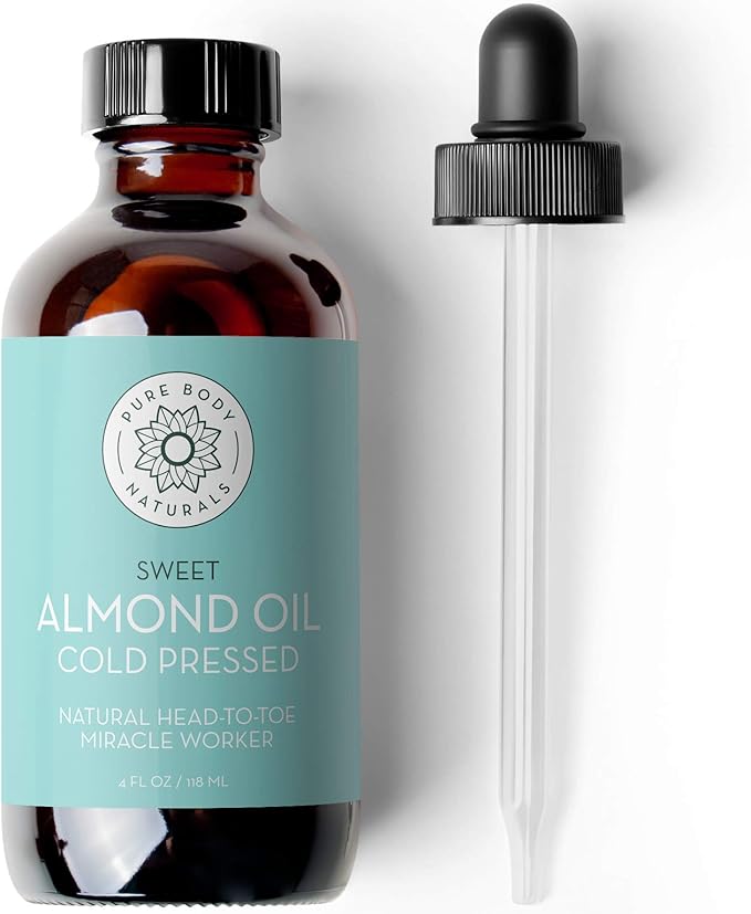 Pure Body Naturals Sweet Almond Oil, 4 fl oz by PureBodyNaturals