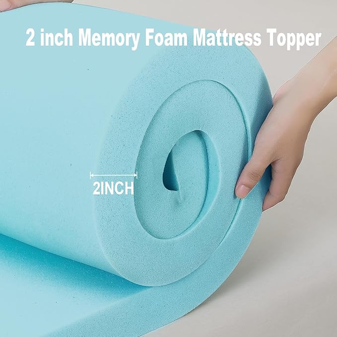 Memory Foam Mattress Topper 2inch+2inch Queen Size, Pressure-Relieving Bed - Image 5