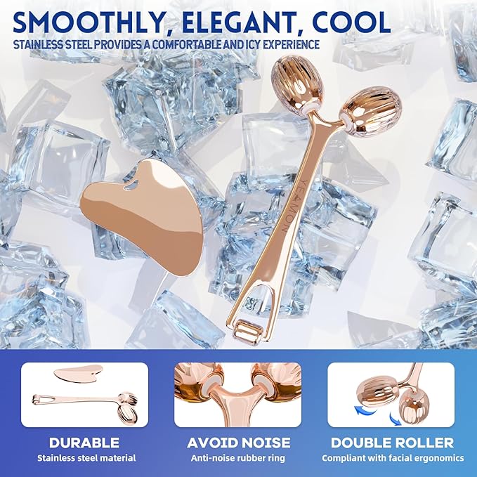 Yeamon Gua Sha Facial Tools and Face Roller Set, Facial Massage Tool - Image 2